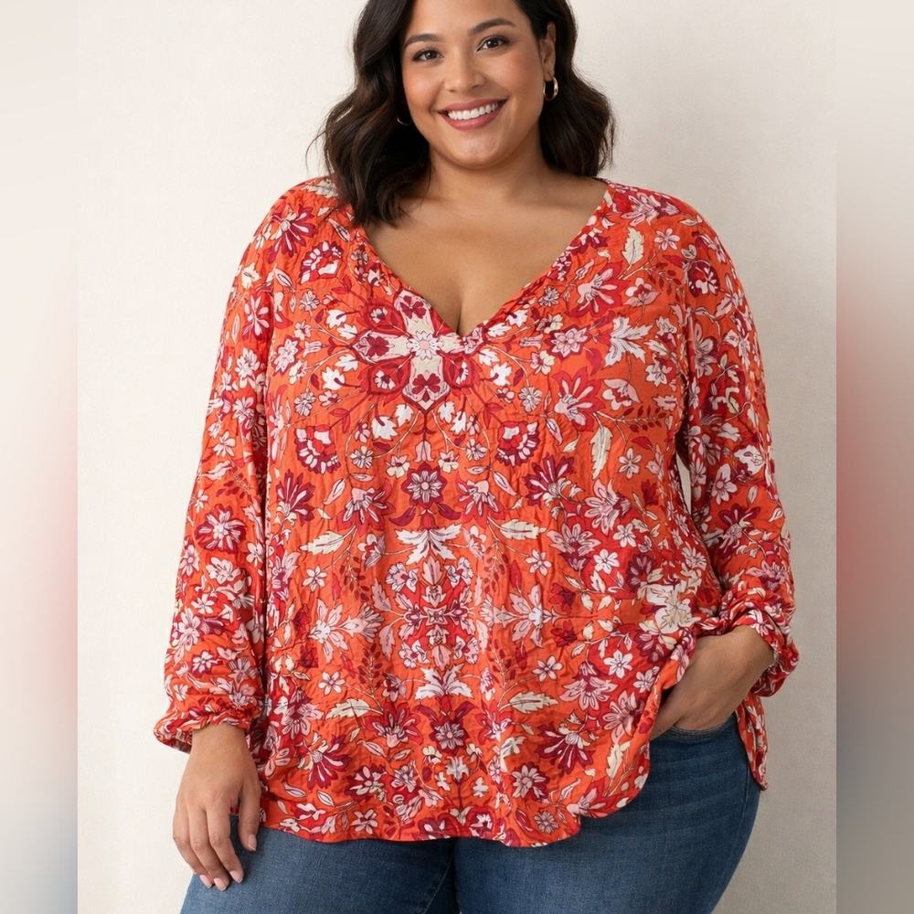 Old Navy Flowy Boho Peasant Blouse Floral Cottagecore Feminine Romantic XXL NWT